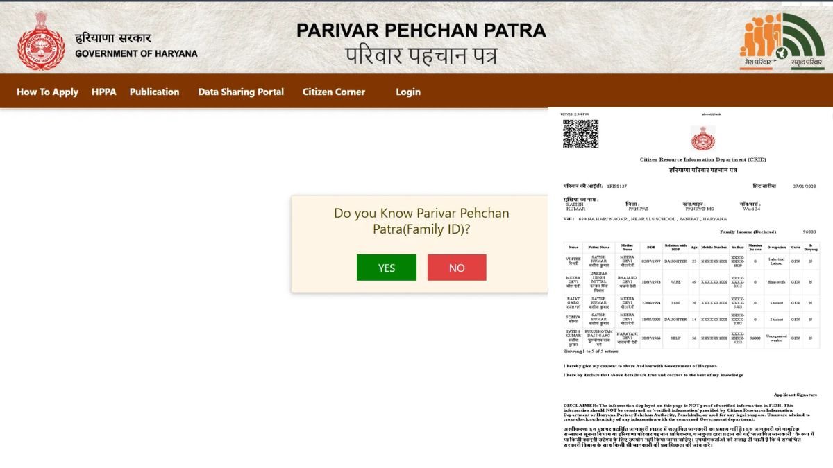 हरियाणा फैमिली आईडी वेरिफिकेशन ग्राम सभा